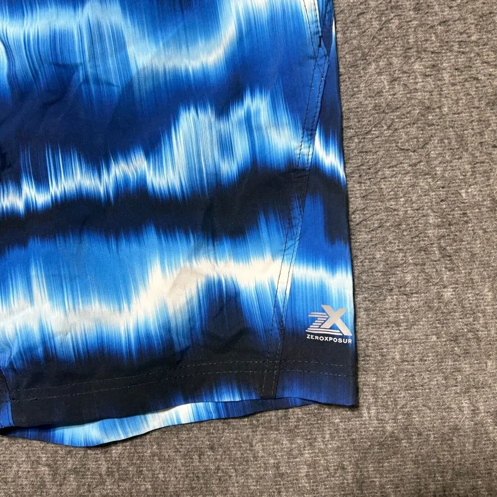 Zeroxposur Mens Swim‎ Trunks Small Shorts Blue Bathing Suit Bottoms Tie Dye